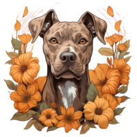 cat dog cut flowers vintage ai generative png