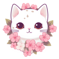 cat dog cut flowers vintage ai generative png