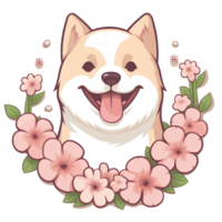 gato cachorro cortar flores vintage ai generativo png