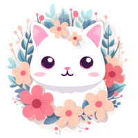 cat dog cut flowers vintage ai generative png