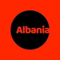 Albania country name typography in a national flag color. vector