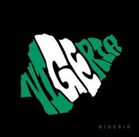 Nigeria Map typography with national flag color. vector