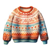 Knit Sweater For Christmas Event. Watercolor Style. AI Generated png