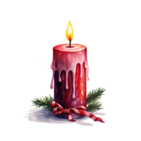 Christmas Candle For Christmas Event. Watercolor Style. AI Generated png