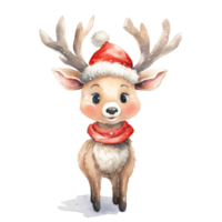 Reindeer For Christmas Event. Watercolor Style. AI Generated png