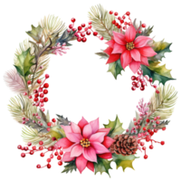 Christmas Wreath For Christmas Event. Watercolor Style. AI Generated png