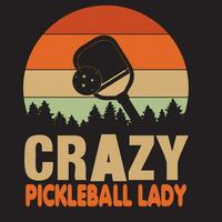 pickleball camiseta diseño , loco pickleball dama, pickleball leyenda vector