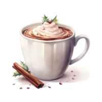 Hot Chocolate For Christmas Event. Watercolor Style. AI Generated png