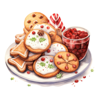 biscoitos para Natal evento. aguarela estilo. ai gerado png