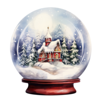 Snow Globe For Christmas Event. Watercolor Style. AI Generated png