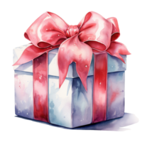 Gift Box For Christmas Event. Watercolor Style. AI Generated png