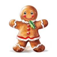 Gingerbread Men For Christmas Event. Watercolor Style. AI Generated png