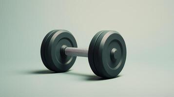 a black dumbbell on a green surface AI Generative photo