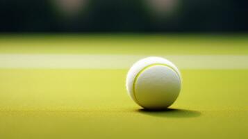 a tennis ball on a green court AI Generative photo