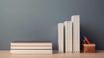 stack of books on white background photo