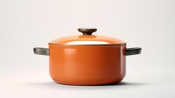 an orange pot with a lid on a white background photo