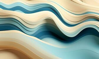 abstract background with waves in blue and beige AI Generative photo