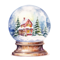 Snow Globe For Christmas Event. Watercolor Style. AI Generated png