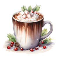 caliente chocolate para Navidad evento. acuarela estilo. ai generado png