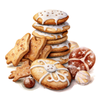 Cookies For Christmas Event. Watercolor Style. AI Generated png