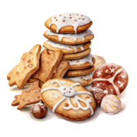 biscoitos para Natal evento. aguarela estilo. ai gerado png