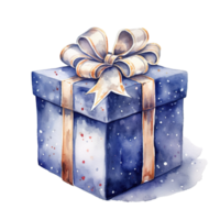 Gift Box For Christmas Event. Watercolor Style. AI Generated png