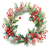 Christmas Wreath For Christmas Event. Watercolor Style. AI Generated png