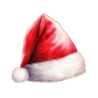 Santa Hat For Christmas Event. Watercolor Style. AI Generated png