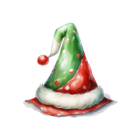 Elf Hat For Christmas Event. Watercolor Style. AI Generated png