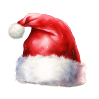 Santa Hat For Christmas Event. Watercolor Style. AI Generated png