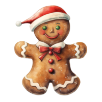 Lebkuchen Männer zum Weihnachten Fall. Aquarell Stil. ai generiert png