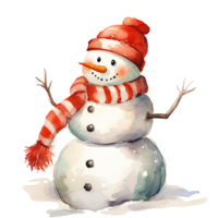 Snowman For Christmas Event. Watercolor Style. AI Generated png