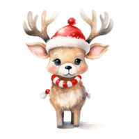 Reindeer For Christmas Event. Watercolor Style. AI Generated png