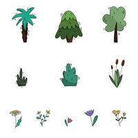 plantas, flores y arboles para clipart. aislado en blanco antecedentes vector