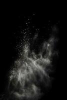 blanco polvo en negro superficie de cerca textura - ai generado. foto