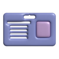 Id card, plastic card, badge icon. 3d illustration. png