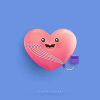 Cartoon heart character and medical with heart monitor or holter monitor for health care, hospital. pulse heartbeat. the device monitors. bleeding of the heart and can prevent a heart attack. vector. vector