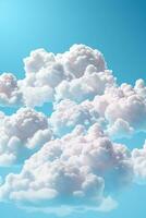 Floating ethereal clouds indicating daydreaming isolated on a pastel sky blue gradient background photo
