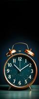 Anxiety clock symbolizing insomnia isolated on a midnight blue gradient background photo