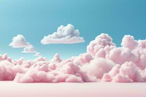 Floating ethereal clouds indicating daydreaming isolated on a pastel sky blue gradient background photo