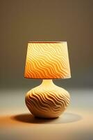 Glowing night lamp casting soft shadows isolated on a beige gradient background photo