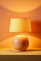 Glowing night lamp casting soft shadows isolated on a beige gradient background photo