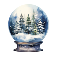 Snow Globe For Christmas Event. Watercolor Style. AI Generated png