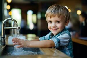 Proper hand hygiene for kids and toddlers photo