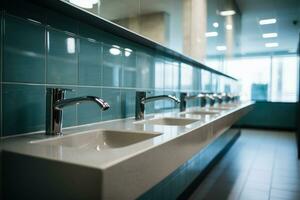 higiene practicas en público baños y lavabos foto