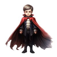 Boy Wearing Dracula Costume For Halloween Event. Watercolor Style. AI Generated png