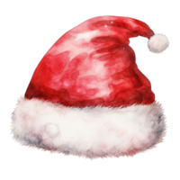 santa hatt för jul händelse. vattenfärg stil. ai genererad png