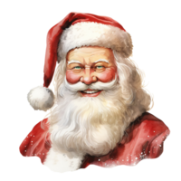 santa porträtt för jul händelse. vattenfärg stil. ai genererad png