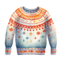 Knit Sweater For Christmas Event. Watercolor Style. AI Generated png