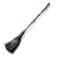 Witch Broom For Halloween Event. Watercolor Style. AI Generated png